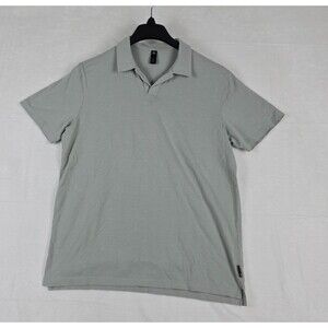 AG Adriano Goldschmied Men’s Grey Cotton Knit Polo Shirt Medium Side Vents